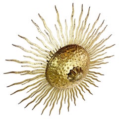 Sunburst Brutalist Spanish Ceiling Light 1950's Gold 