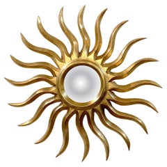 Sunburst Carved Golden Mirror