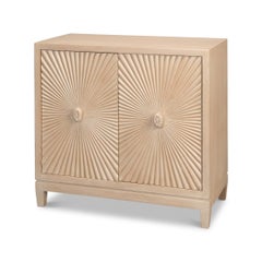 Sunburst Carved Wood Cabinet
