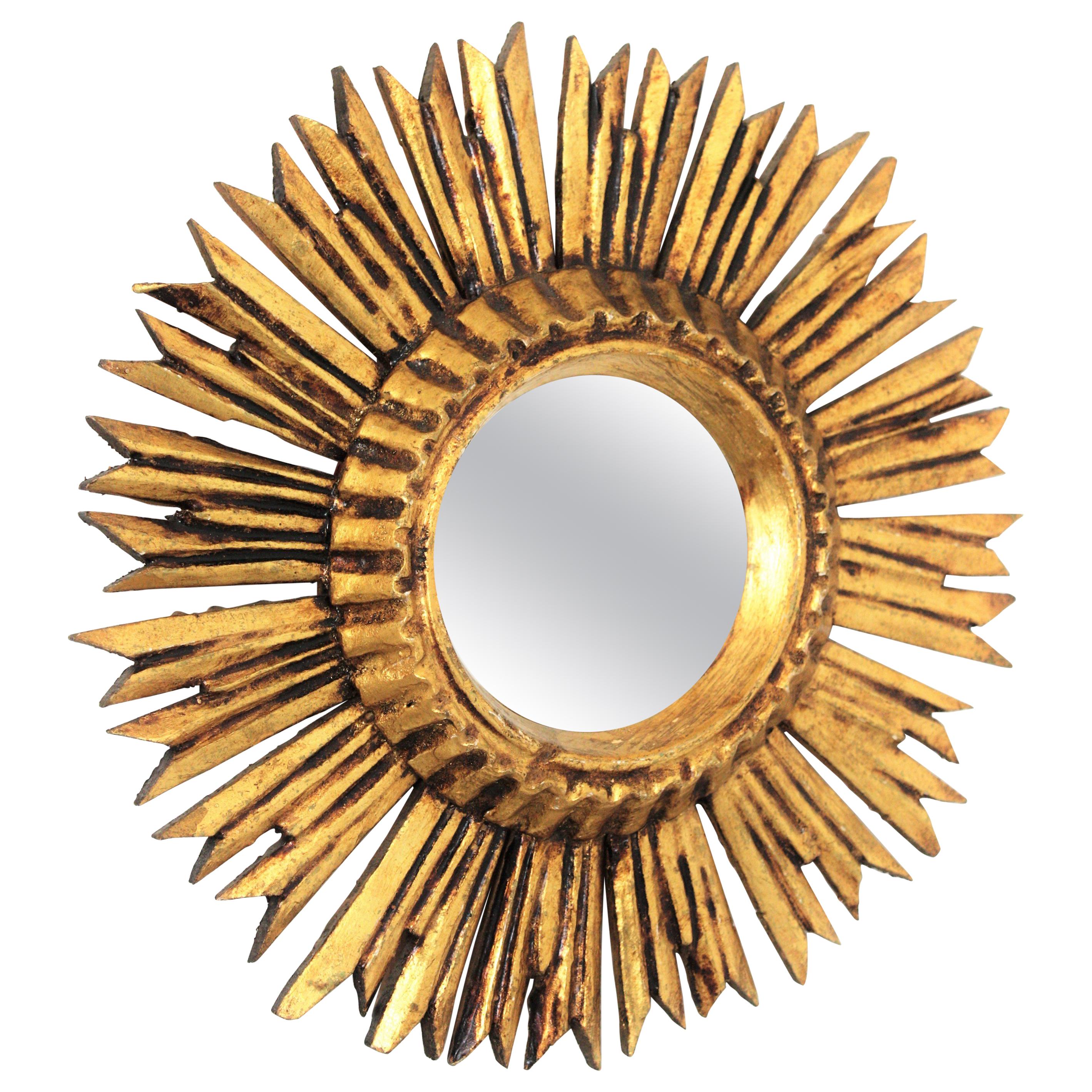 Sunburst Convex Mirror in Giltwood 5