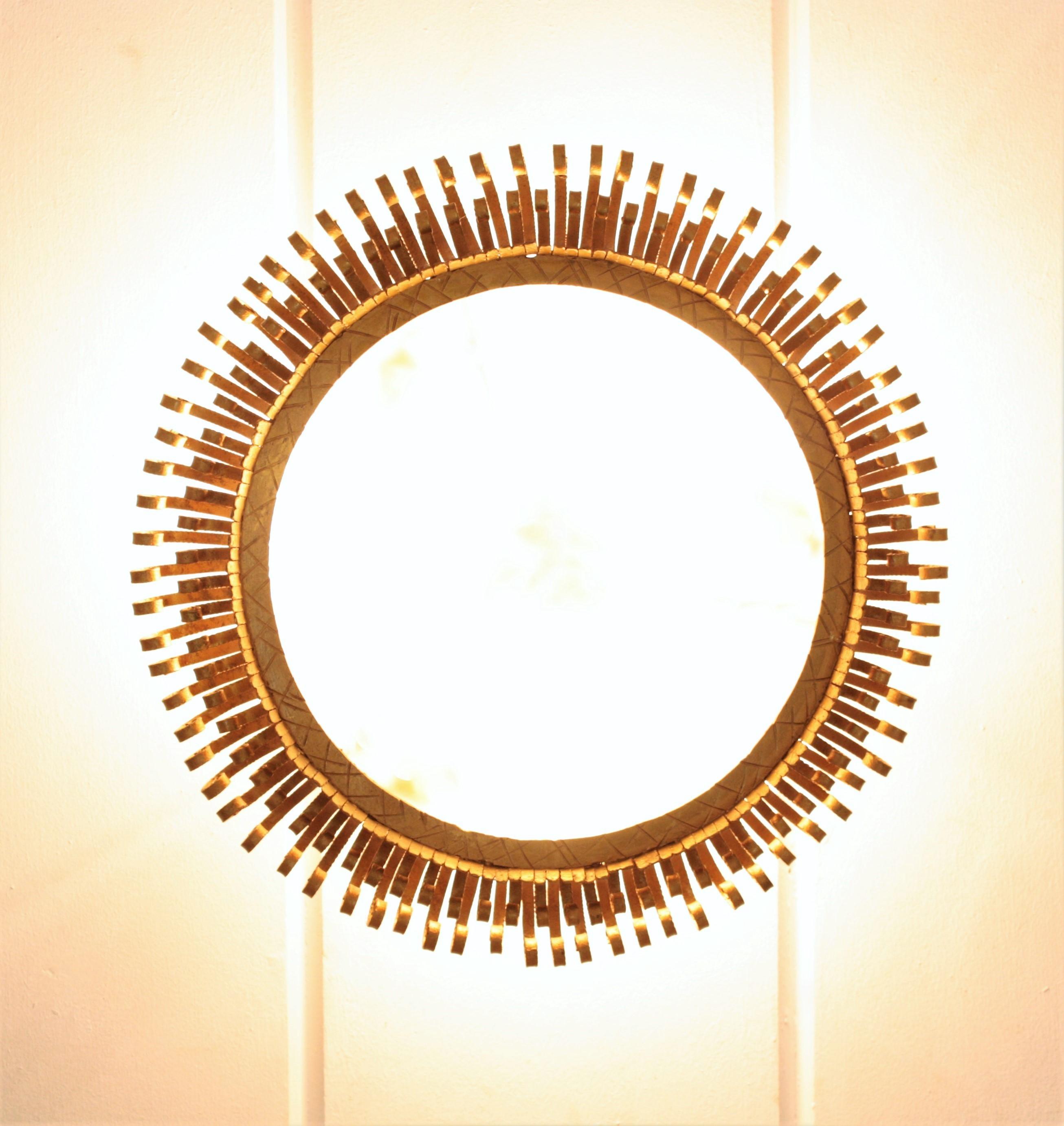 Sunburst Crown Light Fixture with Eyelash Scroll Endings For Sale 3