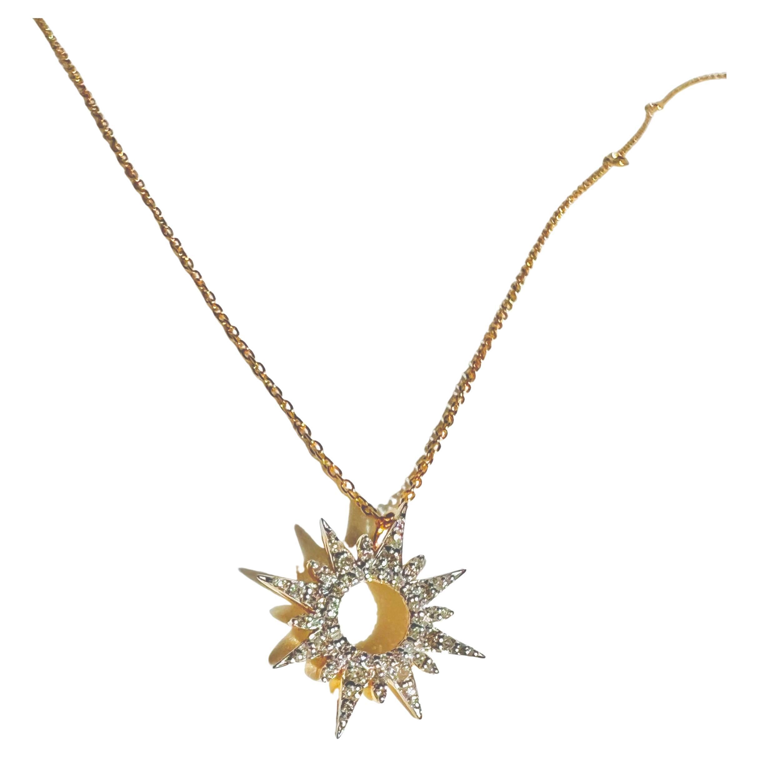 Sunburst Diamond Necklace For Sale