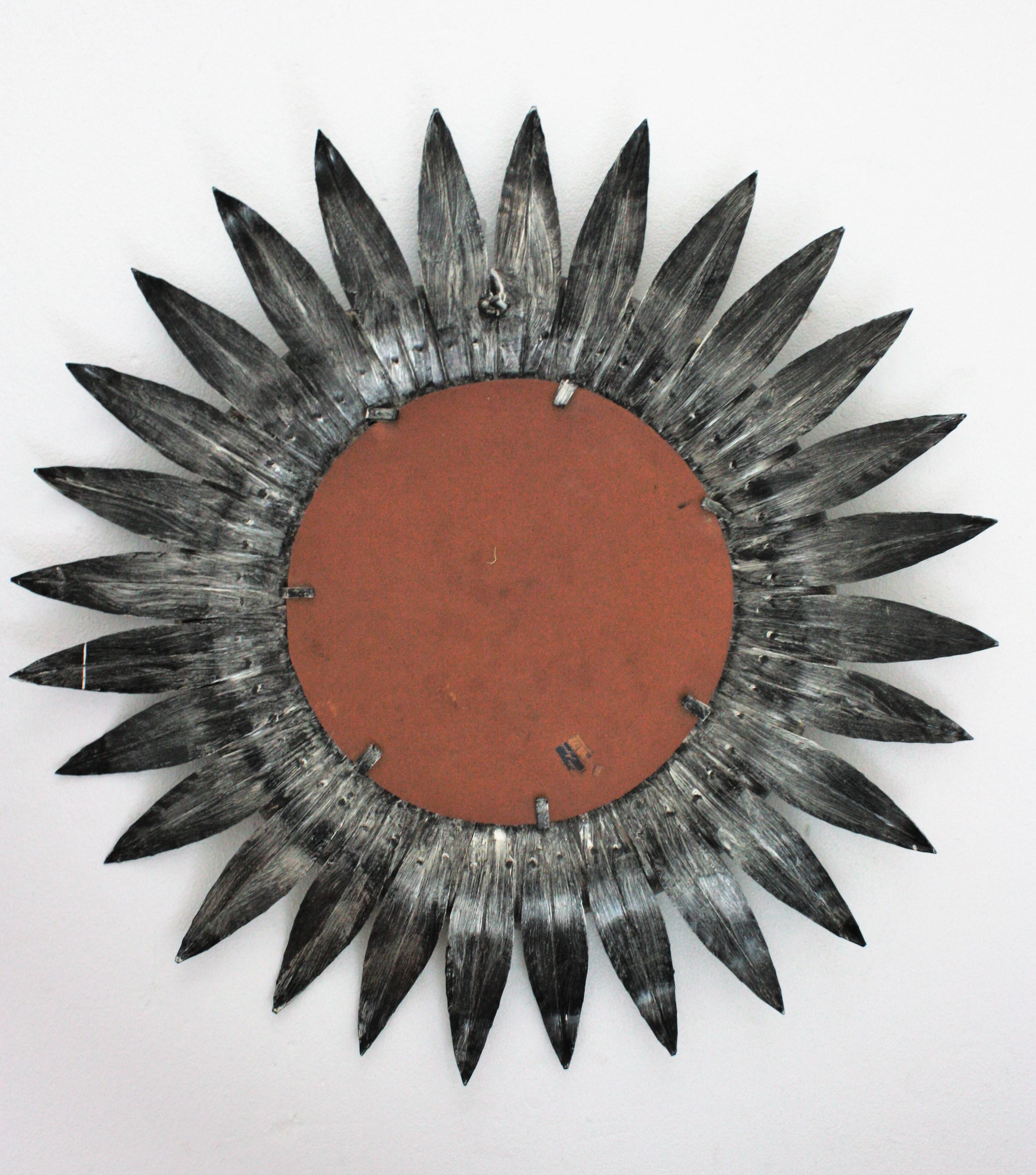 Sunburst Eyelash Mirror with Double Layered Bicolor Gilt Silvered Metal Frame For Sale 6