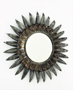 Sunburst Eyelash Mirror with Double Layered Bicolor Gilt Silvered Iron Frame