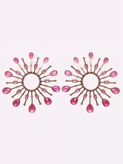 Sunburst Earrings in 18kt Gold, Diamonds & Rubies