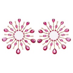 Sunburst Earrings in 18kt Gold, Diamonds & Rubies