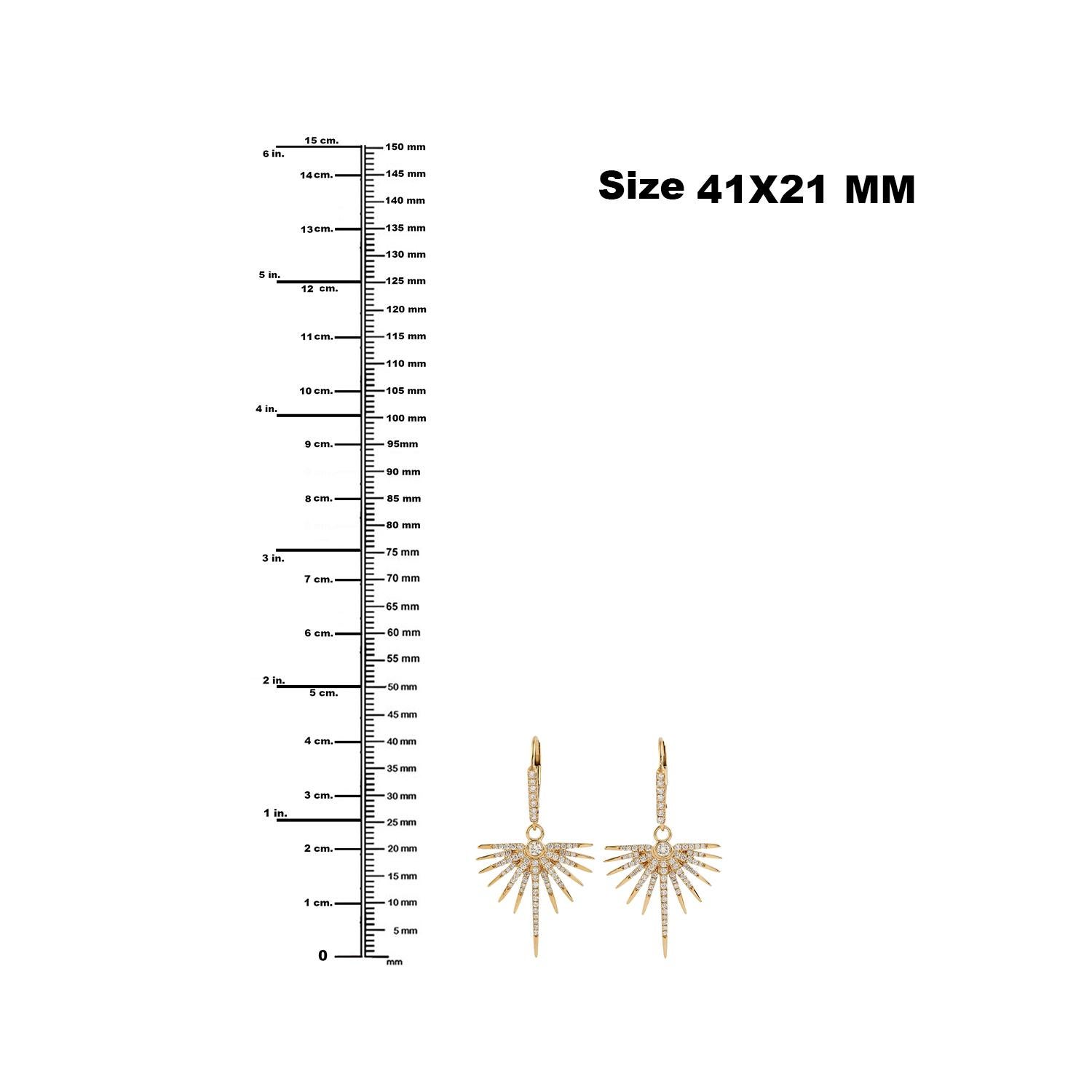 Mixed Cut Sunburst Earrings With Diamonds Made In 18k Yellow Gold For Sale