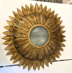 Sunburst Eyelash Flush Mount Light in Gilt Iron