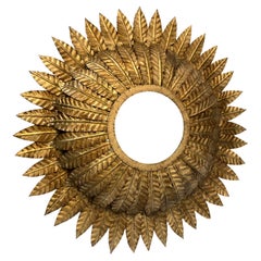 Sunburst Eyelash  Flush Mount Light In Gilt Iron