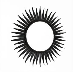 Sunburst Eyelash Mirror in Black Wrought Iron, France 1950s