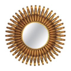 Sunburst Eyelash Mirror in Gilt Wrought Iron