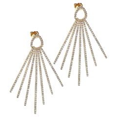 Sunburst Fan 4.31 Ct Micro Pavé Natural Diamond Earrings in 18K Yellow Gold
