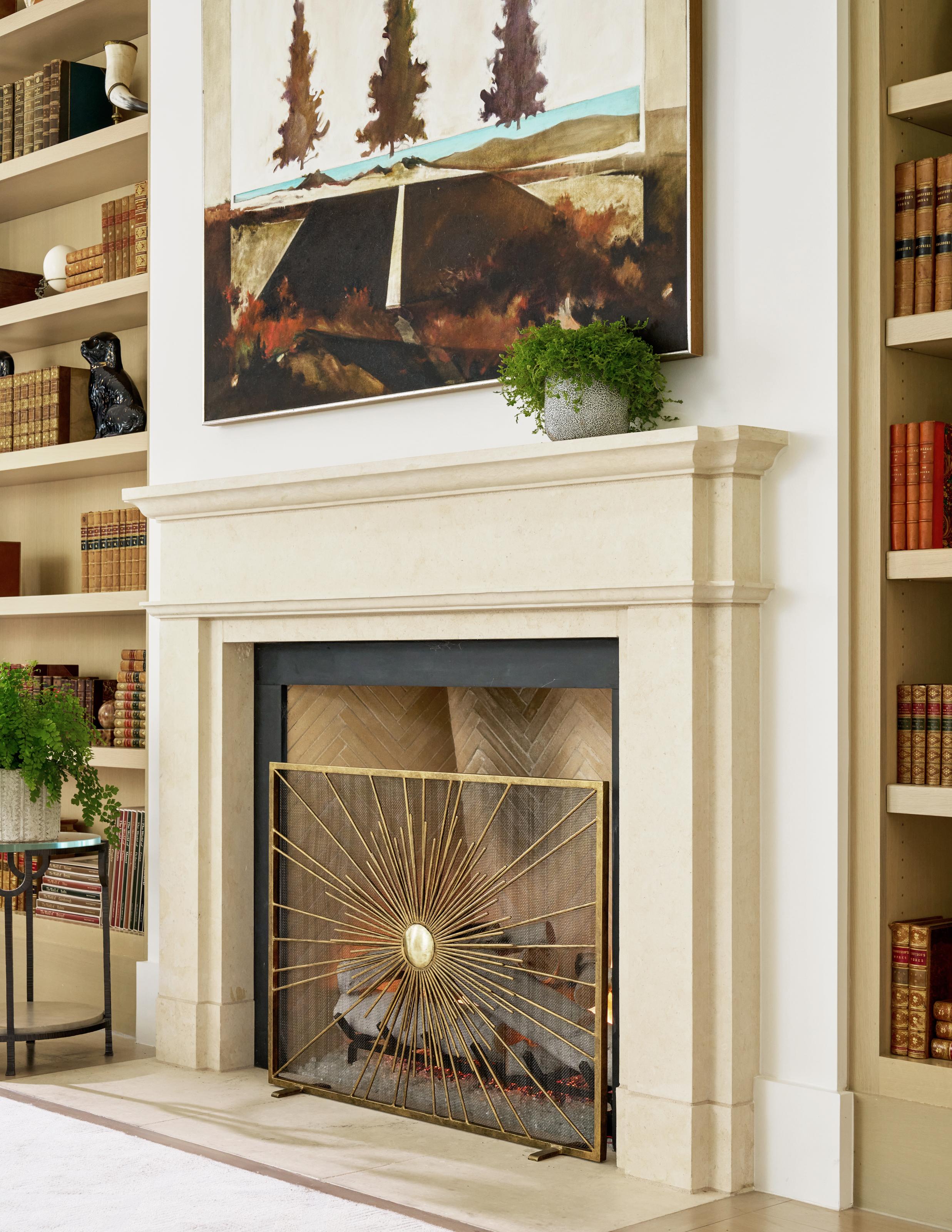 Contemporary Sunburst Fireplace Screen in Brilliant Gold For Sale
