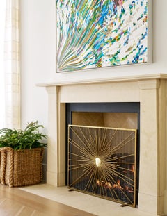 Sunburst Fireplace Screen in Gold Rubbed Black