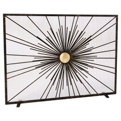 Écran de cheminée Sunburst en noir frotté d'or