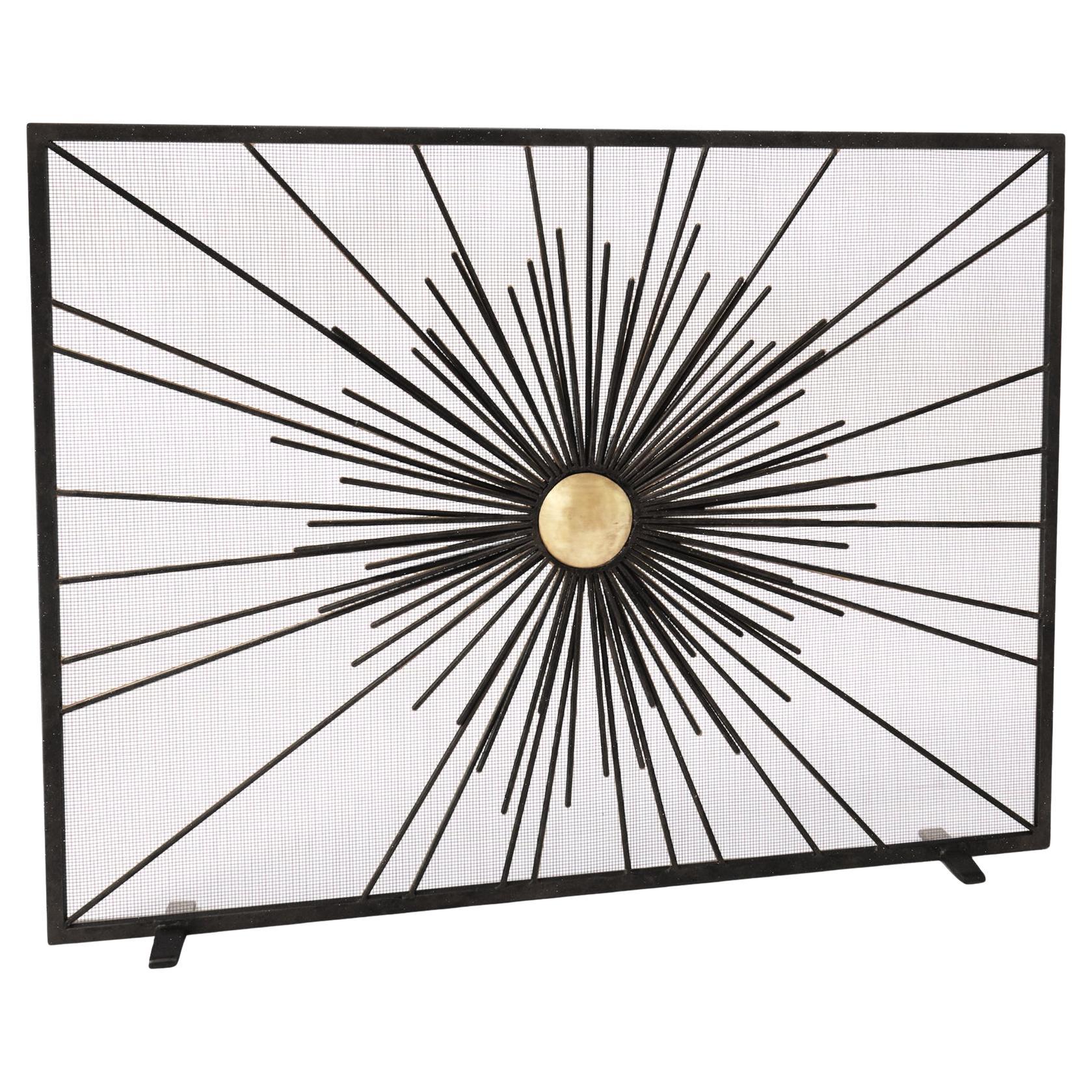 Écran de cheminée Sunburst en noir chaud en vente