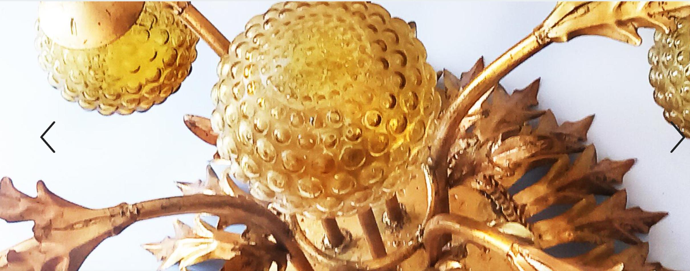 Sunburst Foliage Floral Ceiling Light / Chandelier Large Size, Rare Spectacular For Sale 5