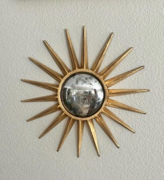Sunburst Gilt Metal Convex Wall Art Mirror