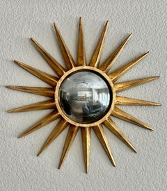 Sunburst Gilt Metal Convex Wall Art Mirror