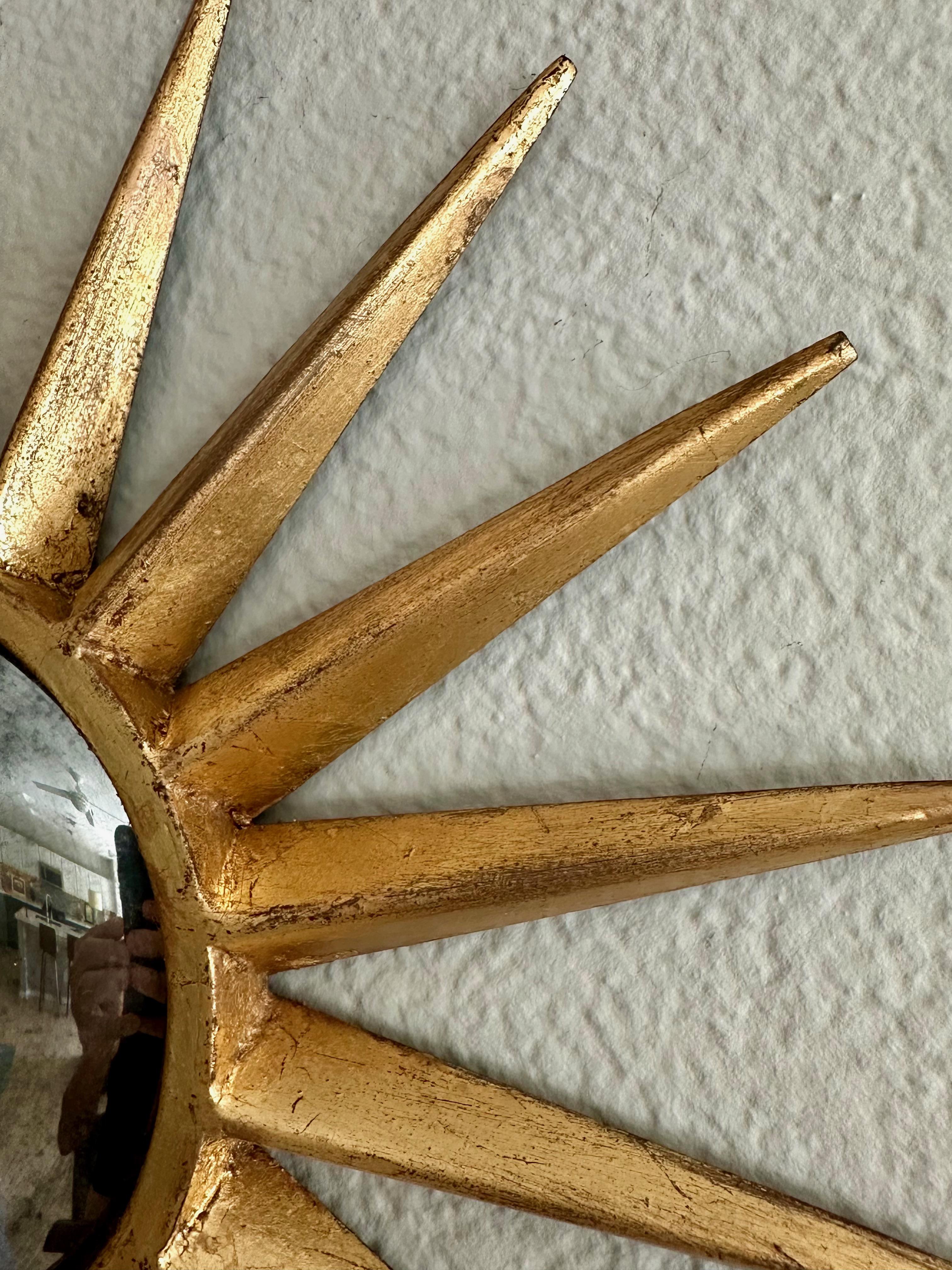 Steel Sunburst Gilt Metal Convex Wall Art Mirror