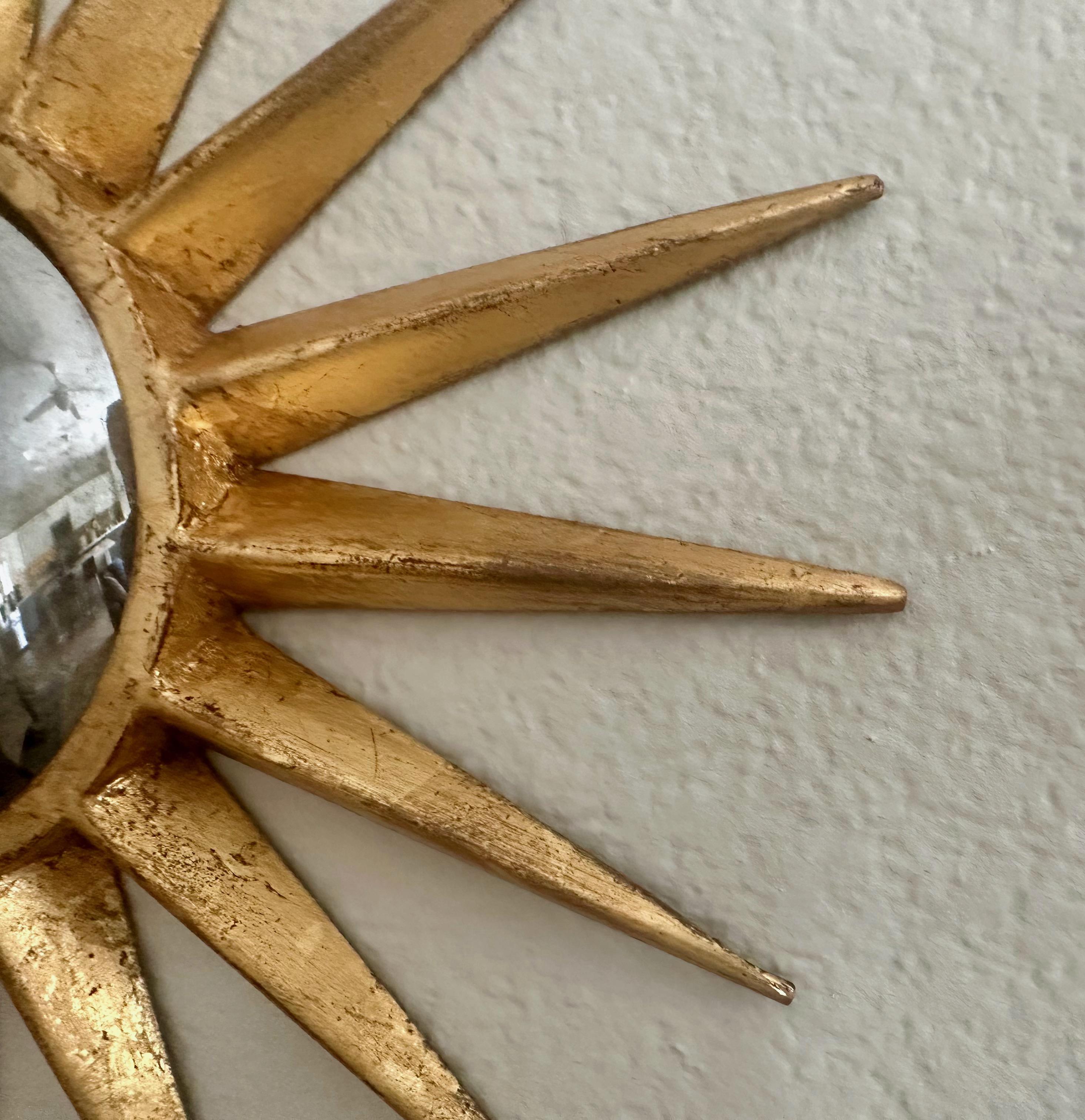 Sunburst Gilt Metal Convex Wall Art Mirror 1