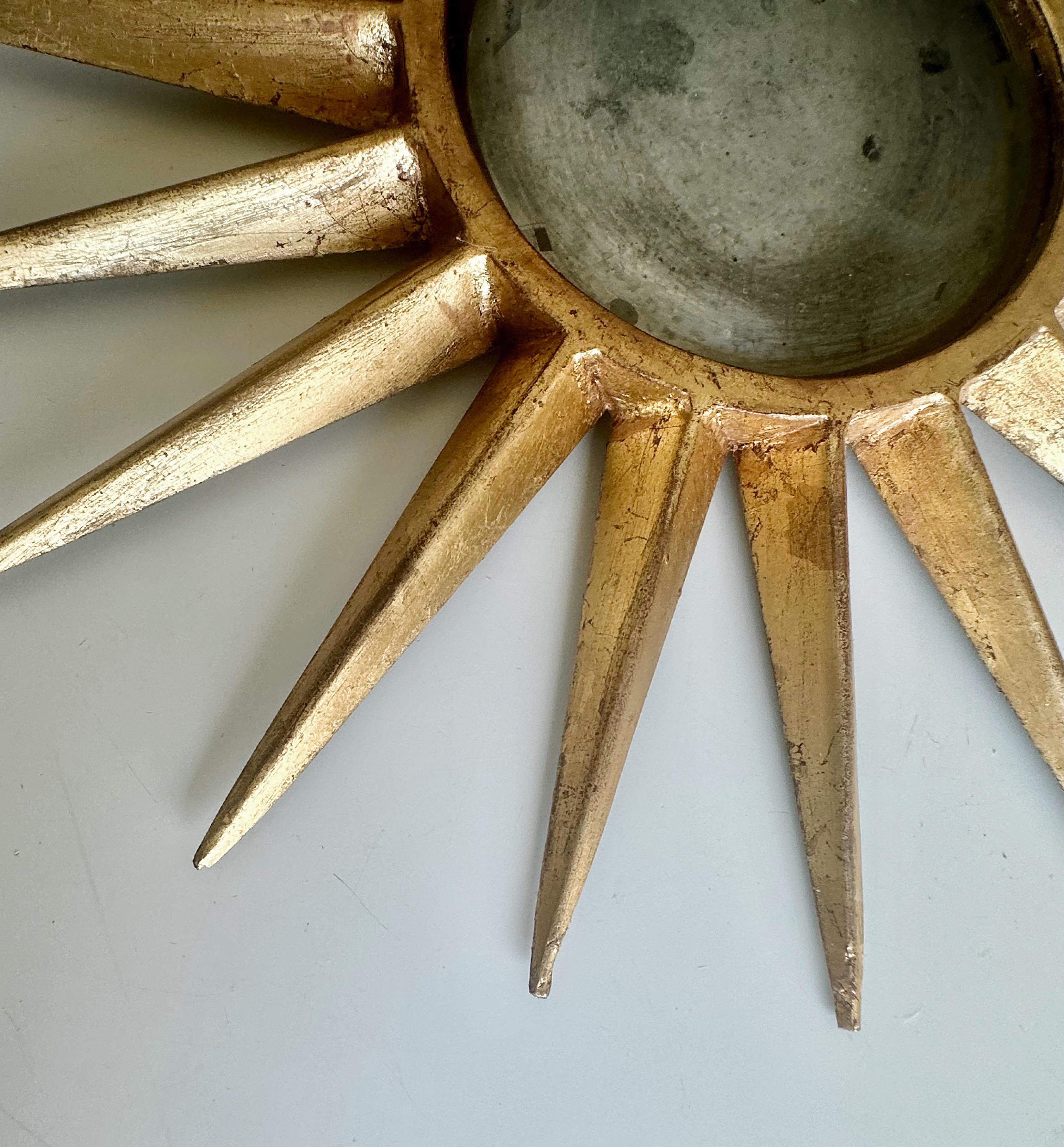 Sunburst Gilt Metal Convex Wall Art Mirror 3