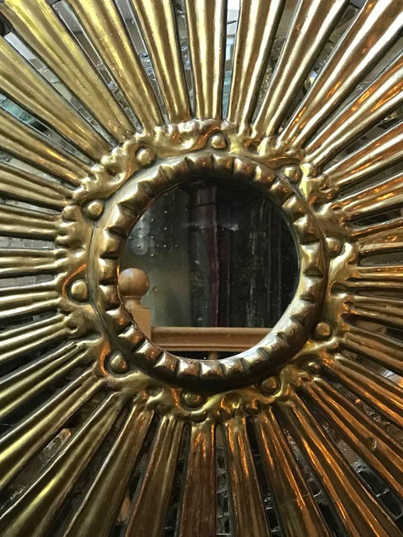 Spanish Sunburst Giltwood Mirror For Sale