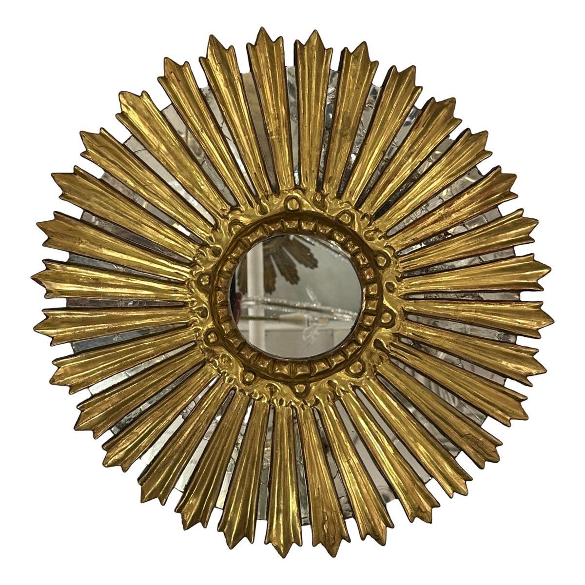 Sunburst Giltwood Mirror For Sale