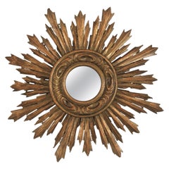 Sunburst Giltwood Mirror in Small Scale, Spanish Baroque