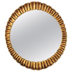Sunburst Giltwood Oval Mirror by Francisco Hurtado, 1950s