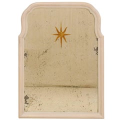 Sunburst Églomisé Antiqued Wall Mirror with Neutral Painted Cream Surround