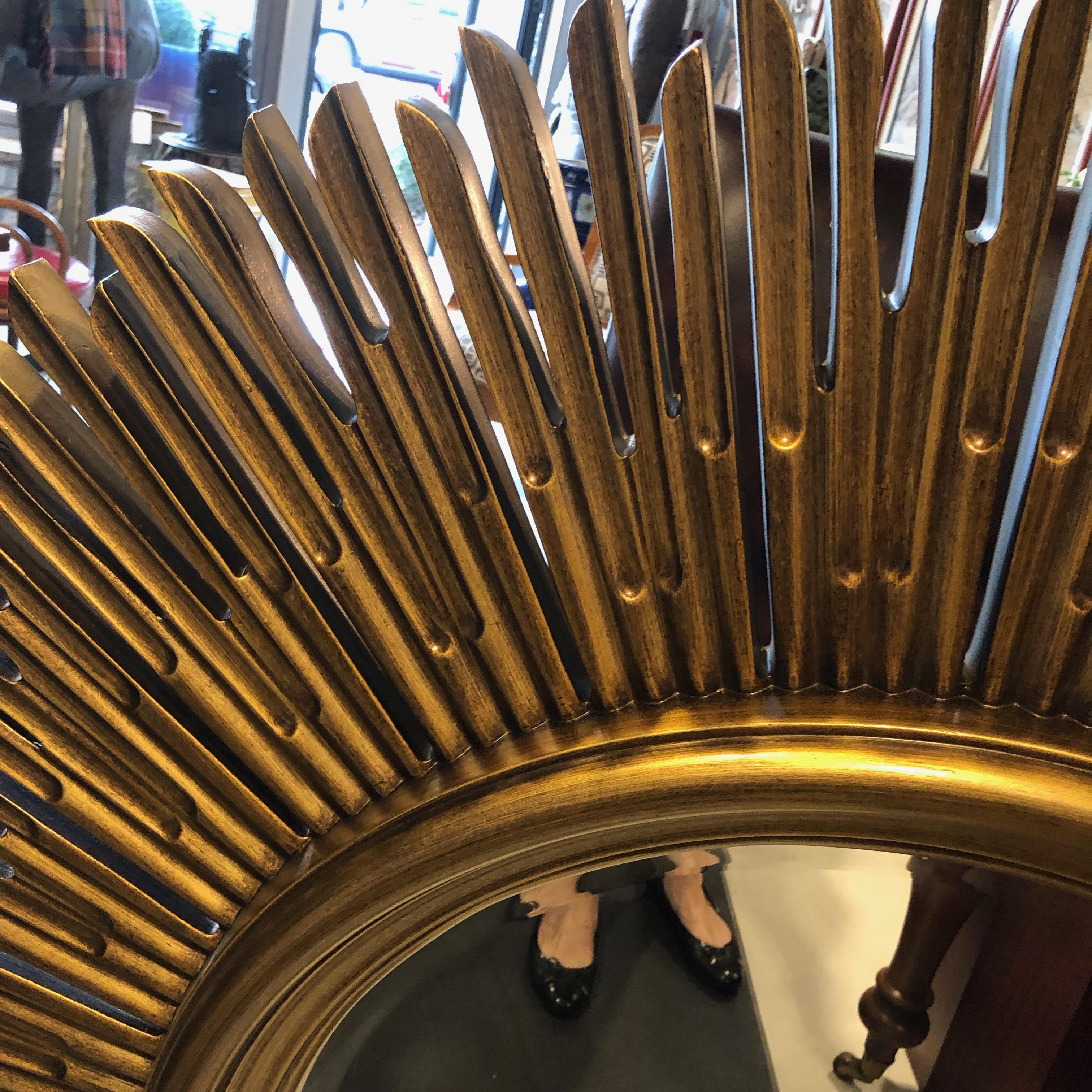 Machine-Made Sunburst Gold Finished Mirror
