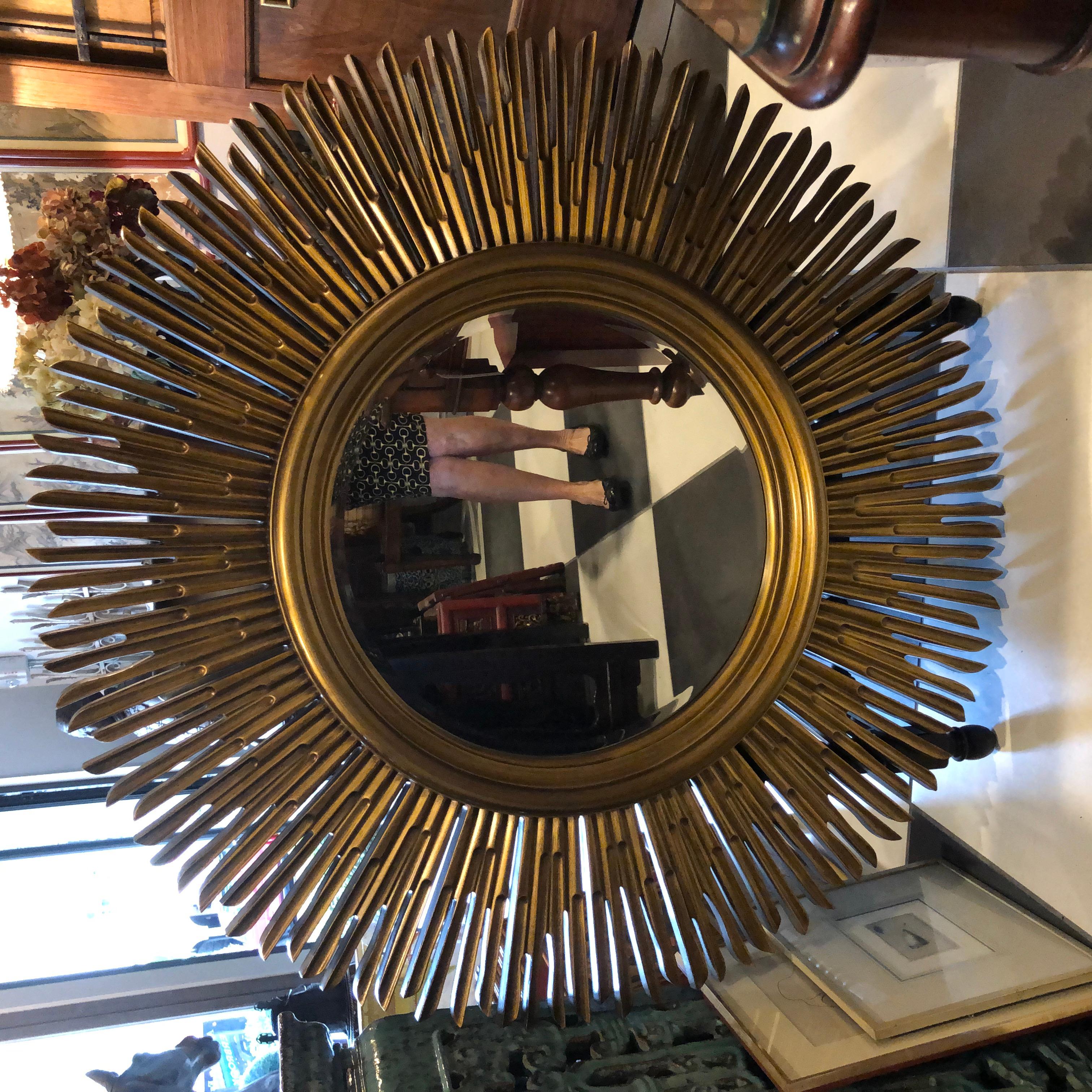 Sunburst Gold Finished Mirror In Excellent Condition In Sarasota, FL