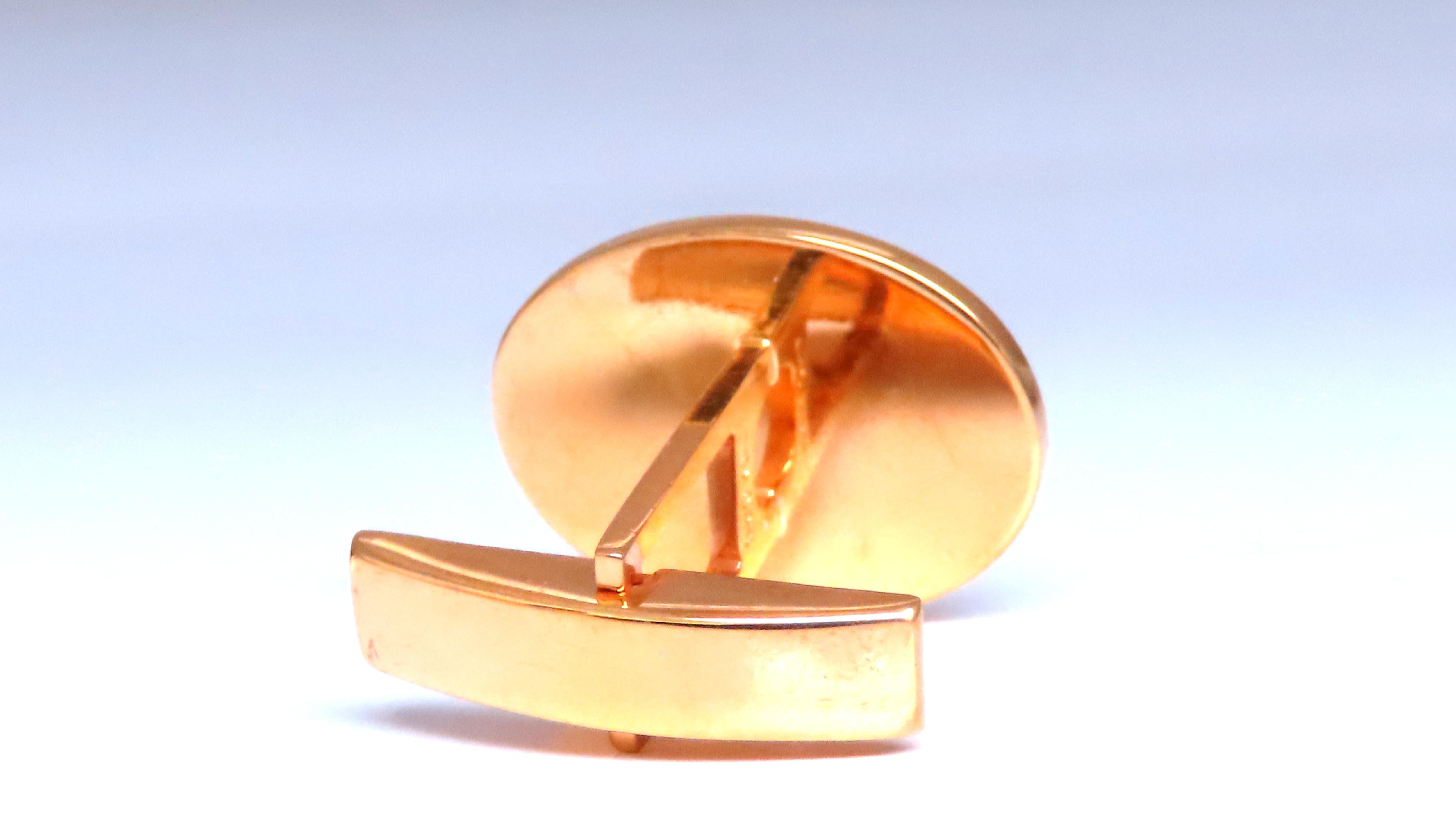 Sunburst Graver Etch Oval Cufflinks 14kt Gold 12367 In Excellent Condition For Sale In New York, NY