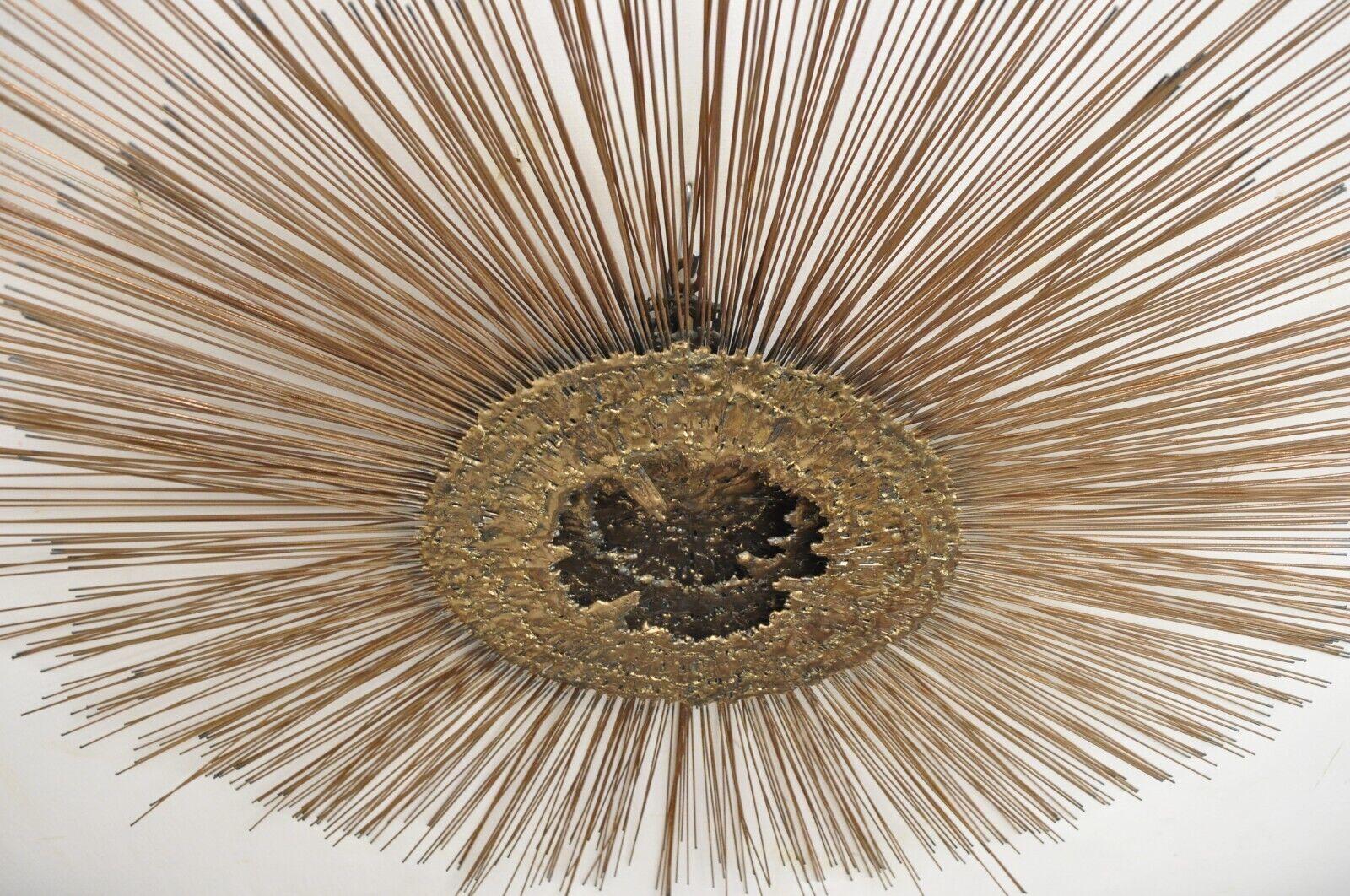 Sunburst Large Gilt Metal Brutalist Wall Sculpture attr. William & Bruce Friedle 3