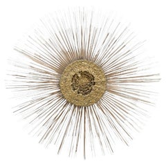 Sunburst Large Gilt Metal Brutalist Wall Sculpture attr. William & Bruce Friedle