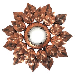 Apparecchio a raggiera con cornice a due ante in ferro dorato ramato, 1950