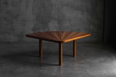 Sunburst Marquetry Corner Table, France, 1980s