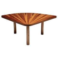 Sunburst Marquetry Corner Table, France, 1980s