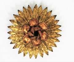 Sunburst Mini Sized Flower Light Fixture, Spain, 1950s
