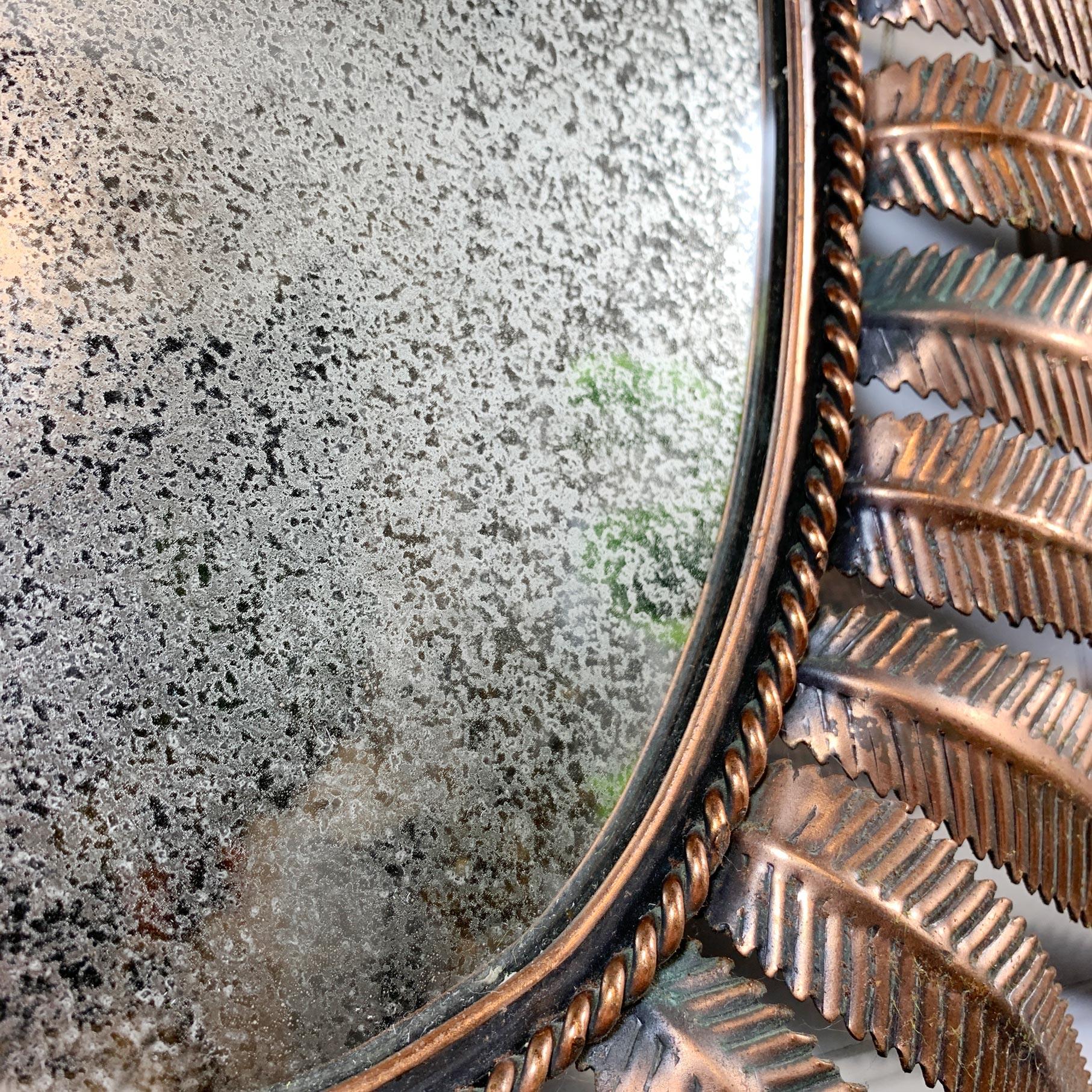 Sunburst Mirror 1970's Feathered Copper Italian For Sale 5