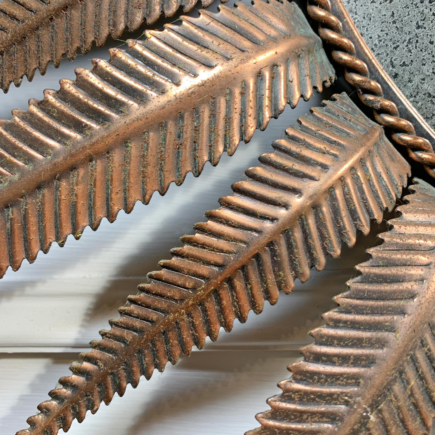 Brutalist Sunburst Mirror 1970's Feathered Copper Italian For Sale