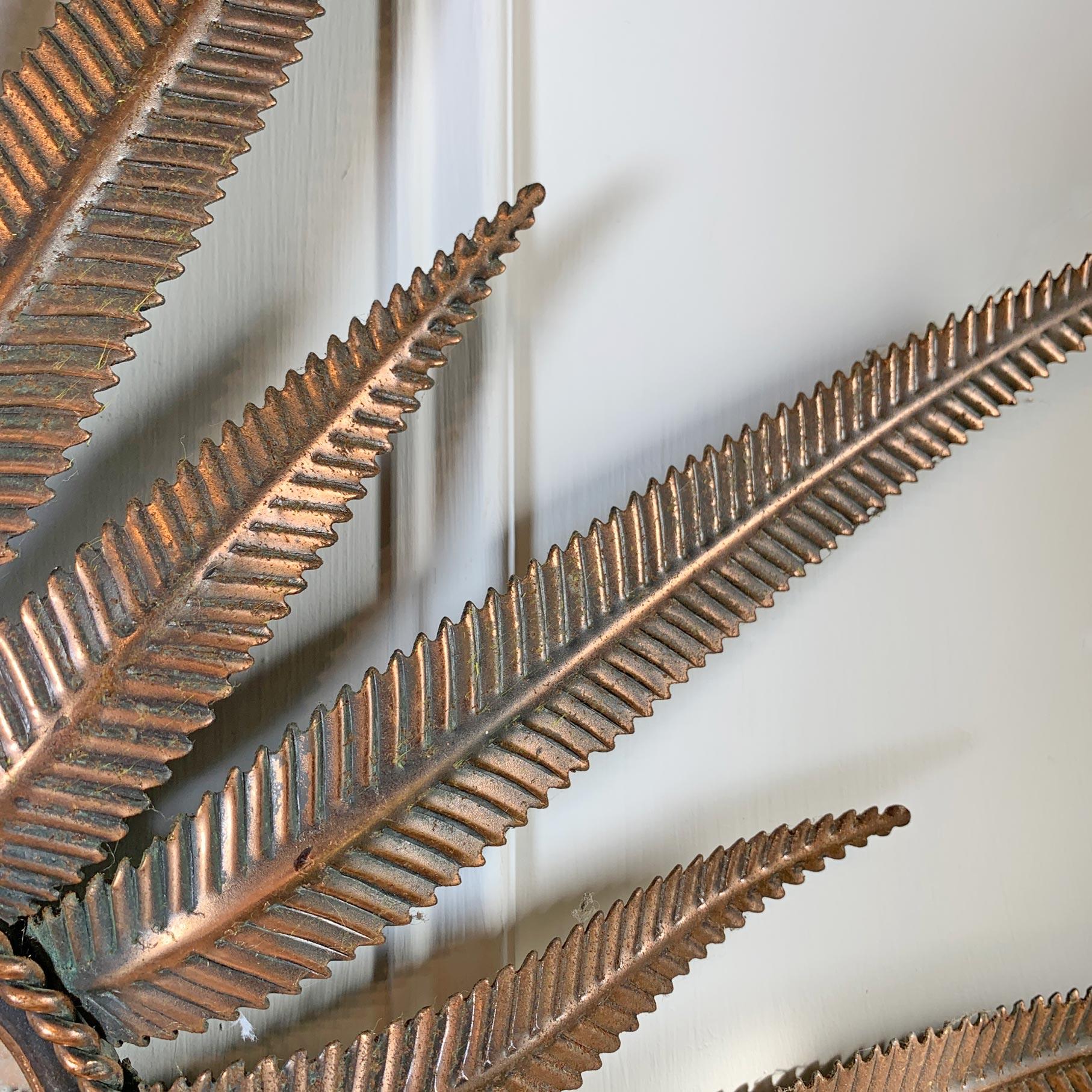 Late 20th Century Sunburst Mirror 1970's Feathered Copper Italian For Sale