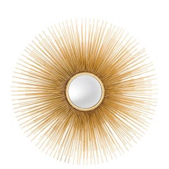 Sunburst Mirror, Gold-Plated Metal and Convex Mirror.