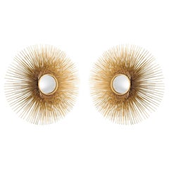 Sunburst Mirror, Gold-Plated Metal and Convex Mirror.