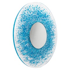 Sunburst Mirror in Electric Blue Colored Silver Leaf & Resin by Jake Phipps