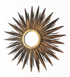 Sunburst Mirror in Gilt Wrought Iron, 1940s