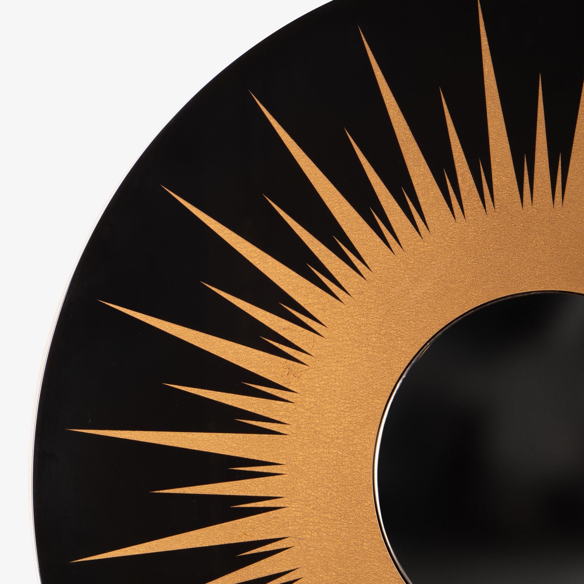 Hollywood Regency Sunburst Mirror in High-Gloss Black & Gold Lacquer For Sale