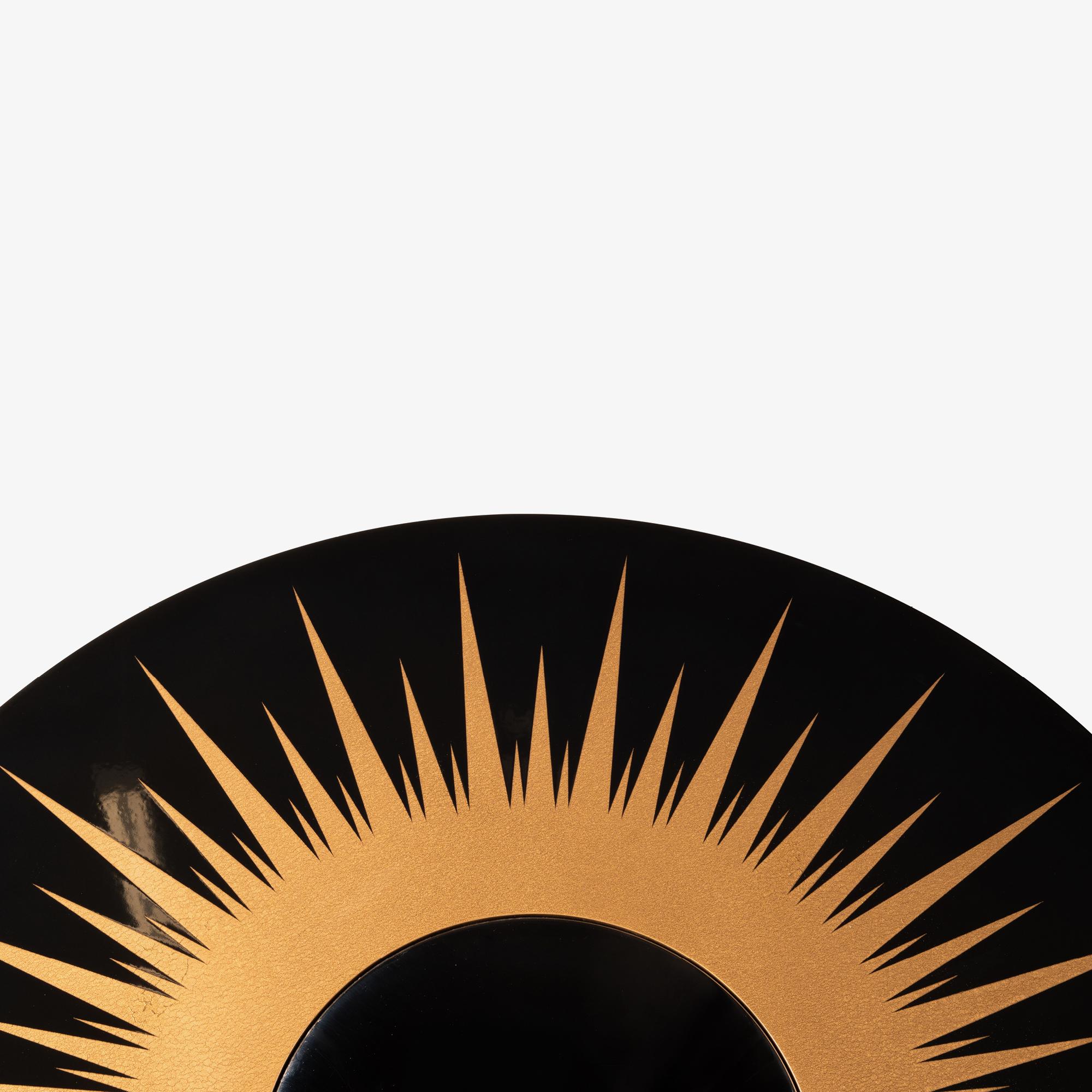 American Sunburst Mirror in High-Gloss Black & Gold Lacquer For Sale