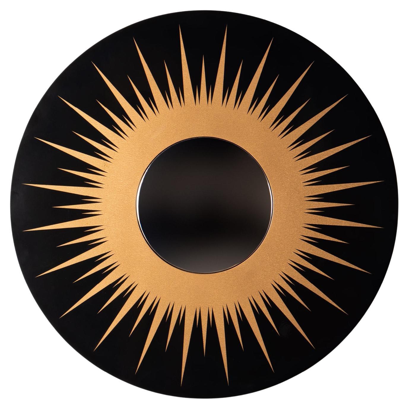Sunburst Mirror in High-Gloss Black & Gold Lacquer For Sale